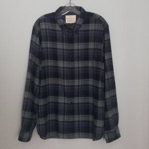Original Weatherproof Vintage Blue Plaid Men's Long Sleeve Shirt XXL